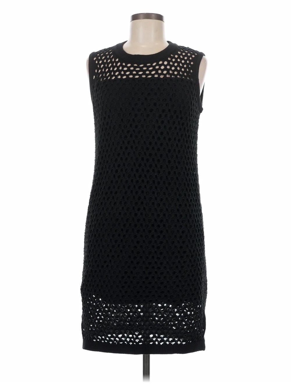 LNA Clothing Womens Black Knit Crochet Midi Dress Boho Sleeveless Crew Neck M